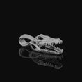 Load image into Gallery viewer, Silver Crocodile Head Skull Necklace - Gothic Lizard Pendant, Menacing Reptile Charm, Dark Style Exotic Predator Gift
