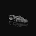 Load image into Gallery viewer, Silver Crocodile Head Skull Necklace - Gothic Lizard Pendant, Menacing Reptile Charm, Dark Style Exotic Predator Gift
