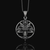 Baphomet Charm Gothic Satanism Pendant Necklace - Dark Esoteric Occult Amulet, Mystic Witchcraft Jewelry for Rituals