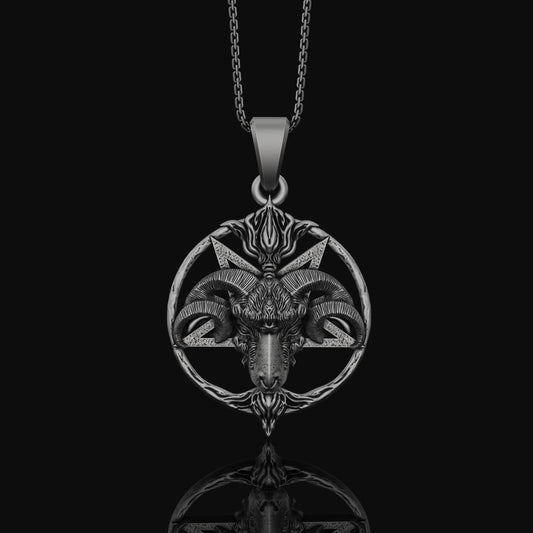 Baphomet Charm Gothic Satanism Pendant Necklace - Dark Esoteric Occult Amulet, Mystic Witchcraft Jewelry for Rituals