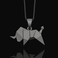 Load image into Gallery viewer, Origami Bull Pendant - Silver Cowboy Necklace, Elegant Folded Bullfighter Charm, Modern Western Rodeo Style Jewelry
