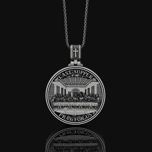 Last Supper Medallion - Sacred Biblical Pendant, Religious Christian Medal, Holy Supper Charm, Spiritual Faithful Jewelry