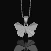 Silver Origami Butterfly Necklace - Elegant Folded Charm, Artistic Nature Jewelry, Perfect Delicate Gift for Her, Chic Feminine Pendant