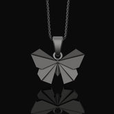 Silver Origami Butterfly Necklace - Elegant Folded Charm, Artistic Nature Jewelry, Perfect Delicate Gift for Her, Chic Feminine Pendant