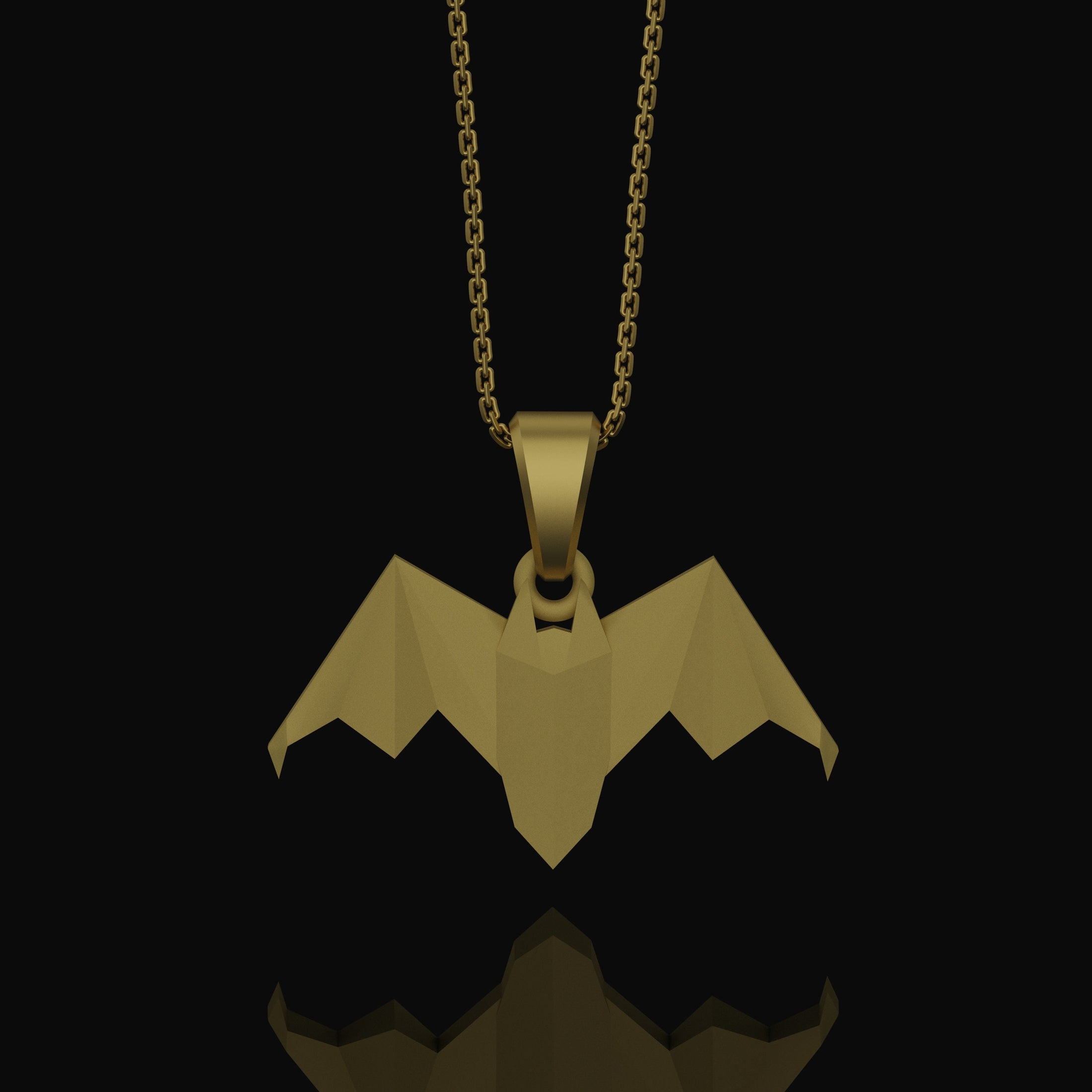 Silver Origami Bat Necklace - Unique Gothic Nocturnal Pendant, Elegant Folded Bat Charm, Perfect Dark Style Gift for Him