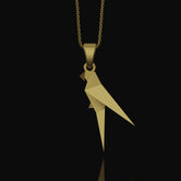 Origami Parrot Necklace - Silver Pendant, Artistic Tropical Bird Charm, Elegant Nature Inspired Gift for Men and Women
