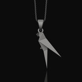 Origami Parrot Necklace - Silver Pendant, Artistic Tropical Bird Charm, Elegant Nature Inspired Gift for Men and Women