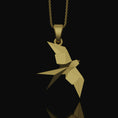 Load image into Gallery viewer, Silver Origami Swallow Necklace - Elegant Folded Bird Pendant, Artistic Nature Jewelry, Perfect Delicate Gift for Her
