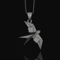 Load image into Gallery viewer, Silver Origami Swallow Necklace - Elegant Folded Bird Pendant, Artistic Nature Jewelry, Perfect Delicate Gift for Her
