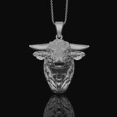 Silver Buffalo Head Necklace - Elegant Bison Head Pendant, Rustic Wildlife Jewelry, Nature Inspired Western Style Accessory