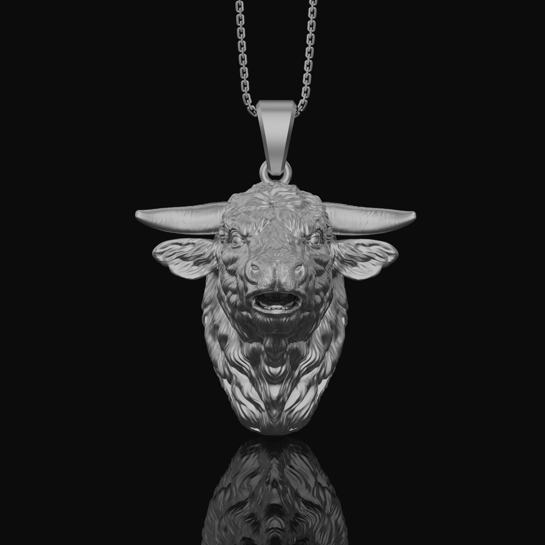 Silver Buffalo Head Necklace - Elegant Bison Head Pendant, Rustic Wildlife Jewelry, Nature Inspired Western Style Accessory