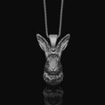 Load image into Gallery viewer, Silver Rabbit Head Necklace - Elegant Bunny Pendant, Whimsical Woodland Animal Charm, Cute and Nature-Inspired Rabbit Jewelry
