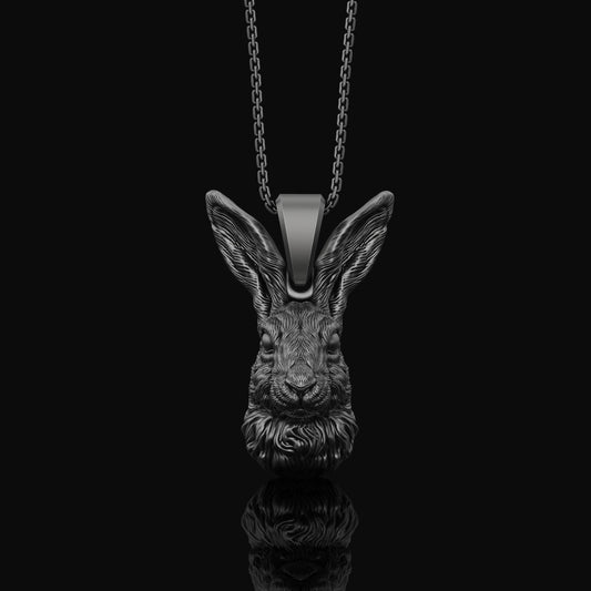Silver Rabbit Head Necklace - Elegant Bunny Pendant, Whimsical Woodland Animal Charm, Cute and Nature-Inspired Rabbit Jewelry