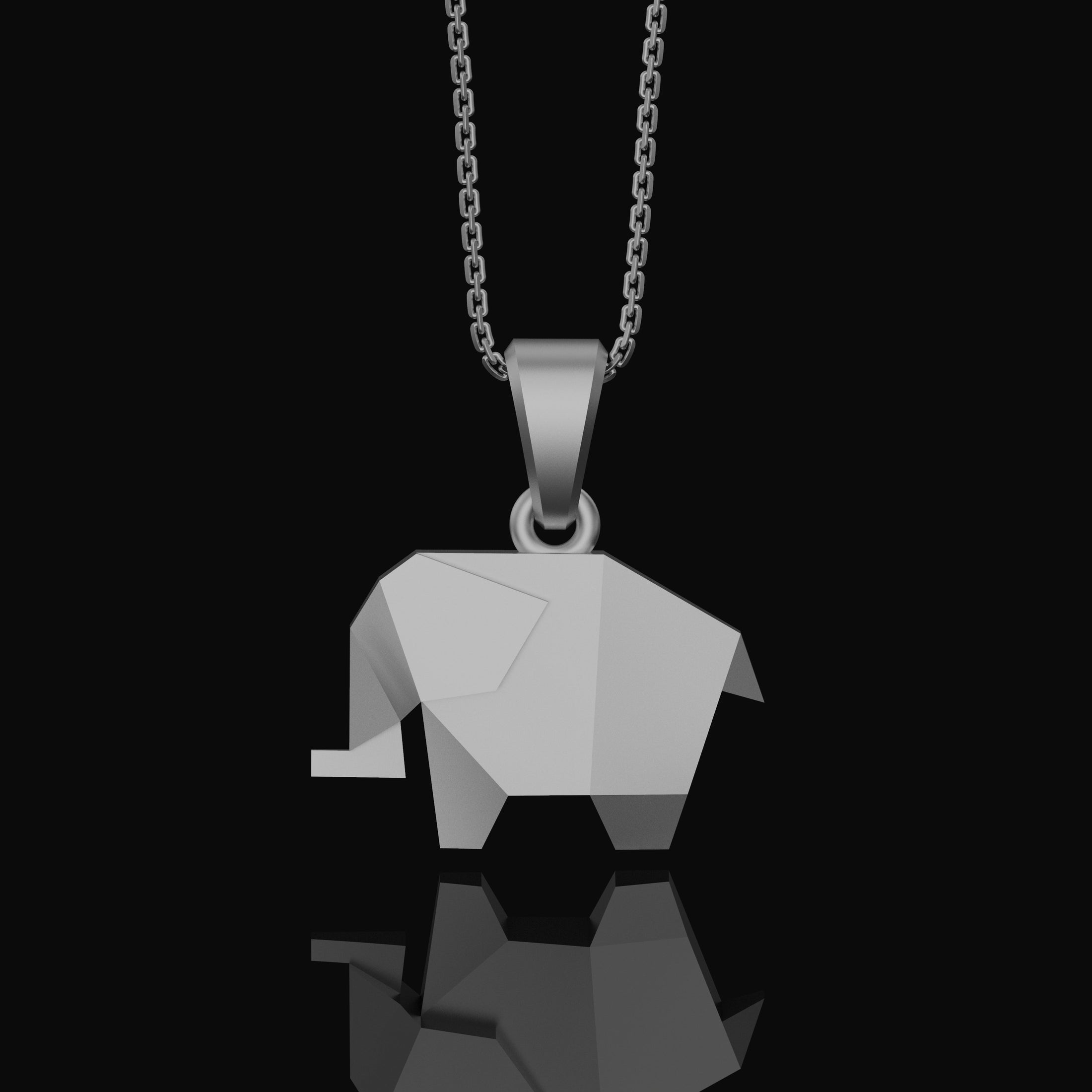Origami Elephant Geometric Charm Necklace - Elegant Silver Pendant, Artistic Safari Wildlife Jewelry, Nature-Inspired Chic Accessory