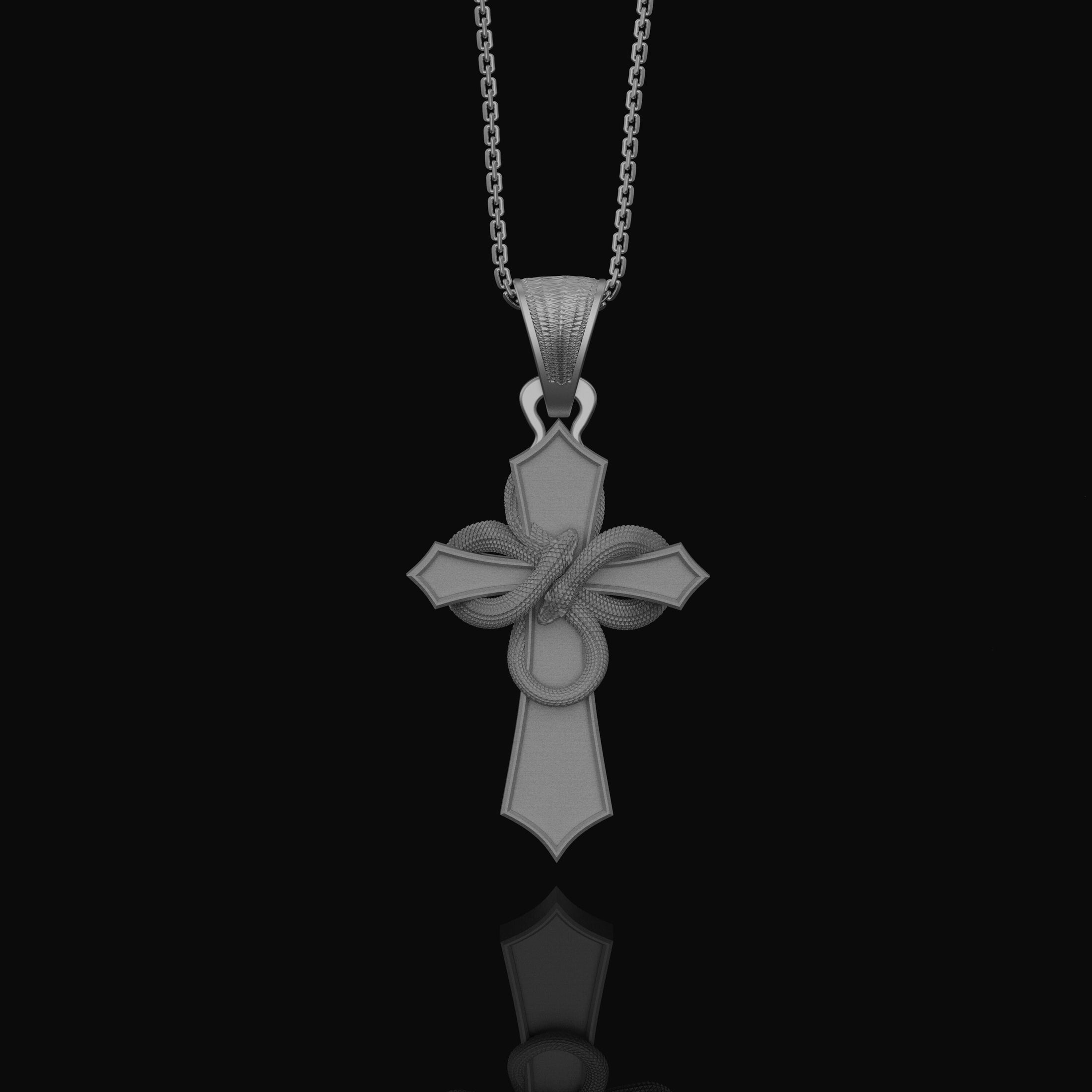 Unique Serpent Cross Necklace - Mystical Snake-Embellished Christian Cross, Symbolic Spiritual Jewelry