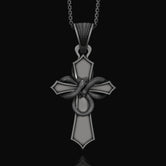 Unique Serpent Cross Necklace - Mystical Snake-Embellished Christian Cross, Symbolic Spiritual Jewelry