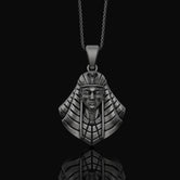 Silver Tutankhamun Pendant - Ancient Egyptian Pharaoh Necklace, Historical Jewelry Gift, Cultural Accessory