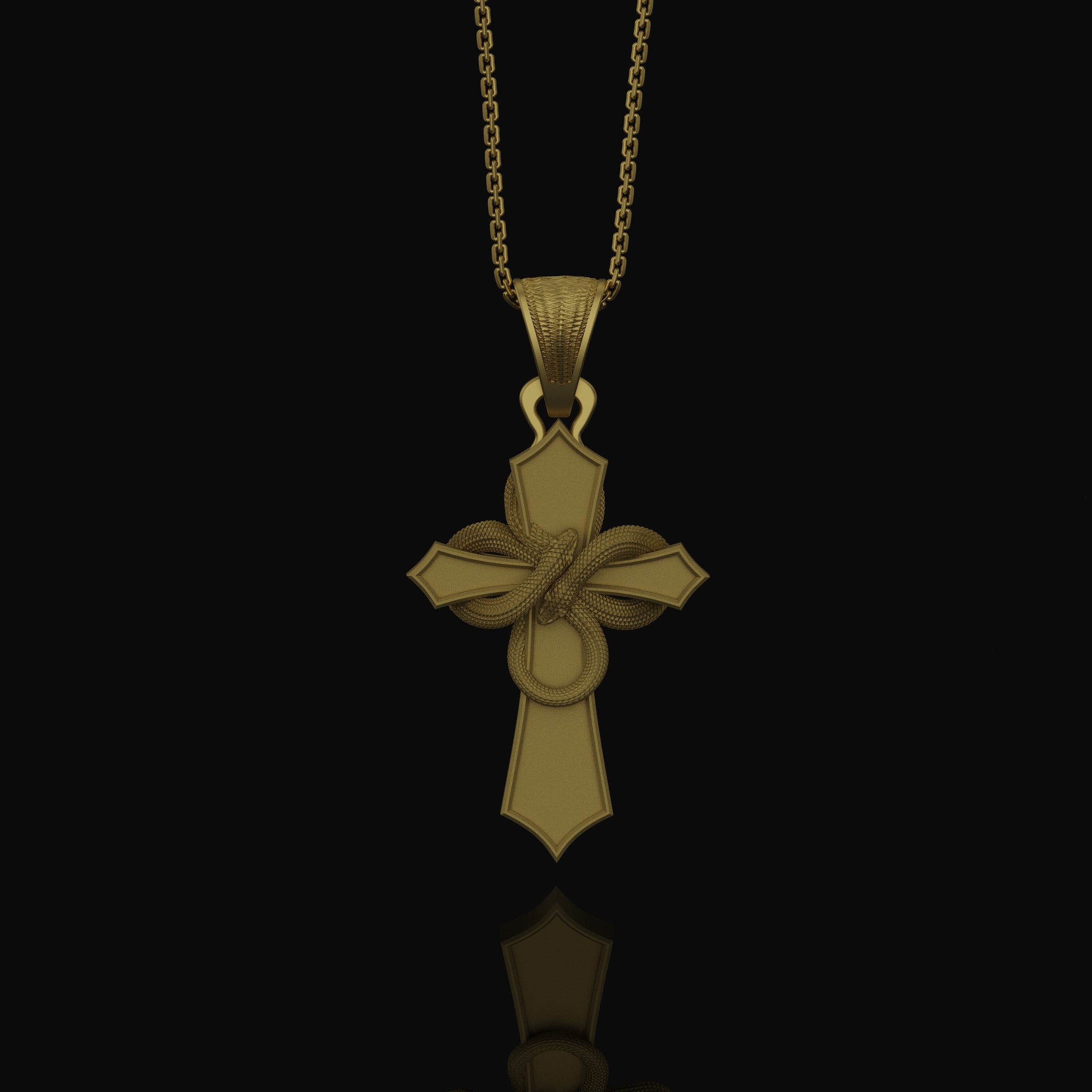 Unique Serpent Cross Necklace - Mystical Snake-Embellished Christian Cross, Symbolic Spiritual Jewelry