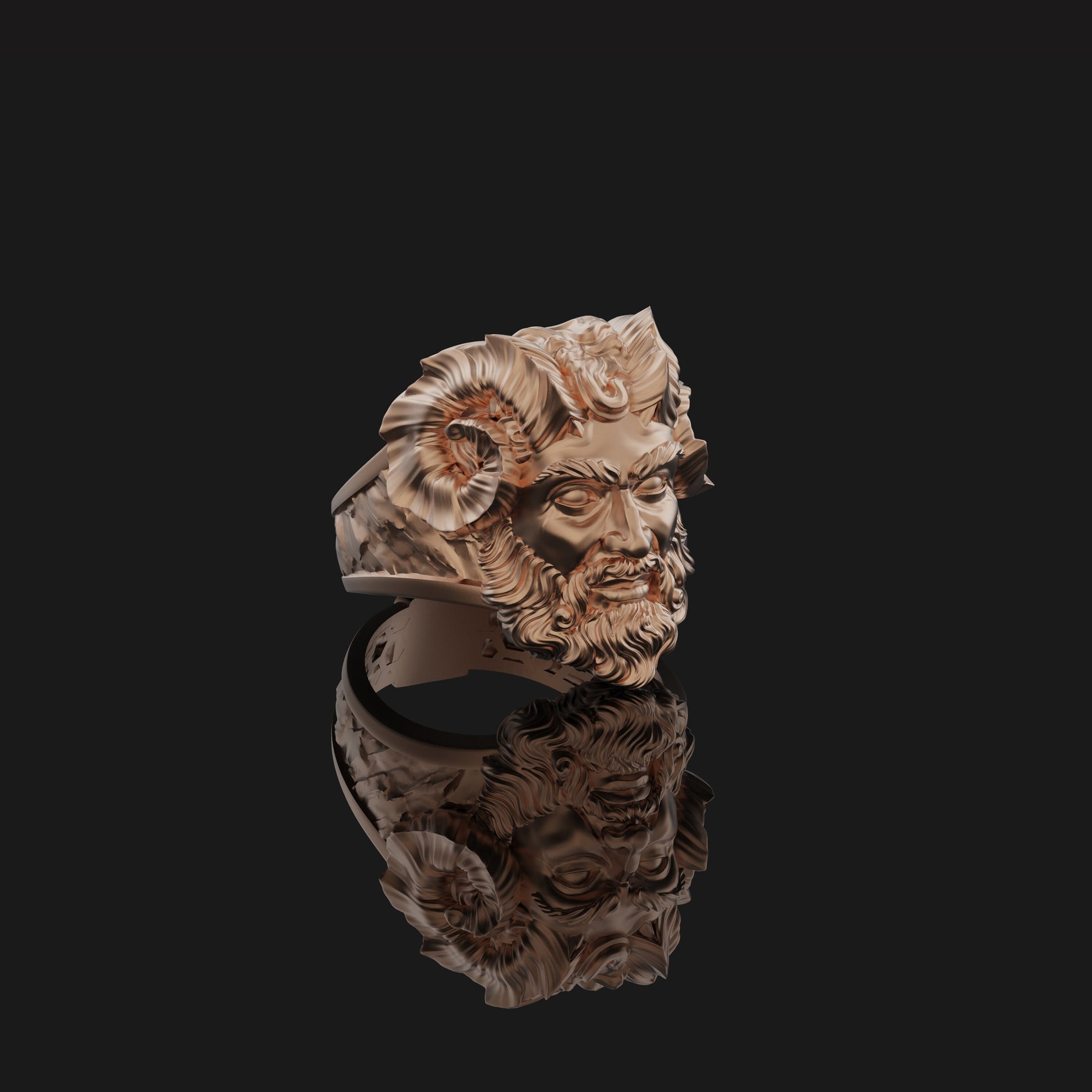 Czernobog Ring - Slavic God of Darkness Jewelry, Mythological Symbol, Unique Pagan Gift, Chernobog Jewelry Rose Gold Finish