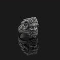 Load image into Gallery viewer, Czernobog Ring - Slavic God of Darkness Jewelry, Mythological Symbol, Unique Pagan Gift, Chernobog Jewelry Oxidized Finish
