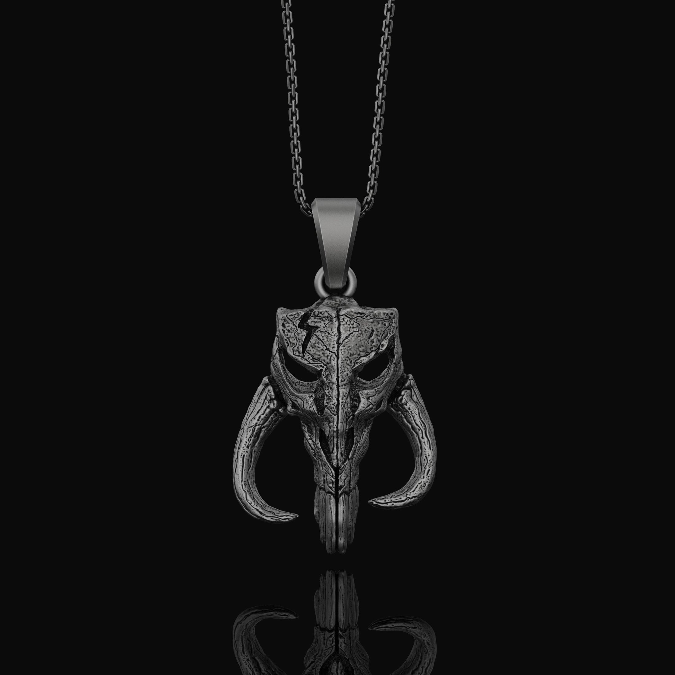 Silver Mythosaur Skull Necklace - Star Wars Mandalorian Pendant, Geek Culture Jewelry, Fan Gift, Sci-Fi Lover Jewelry