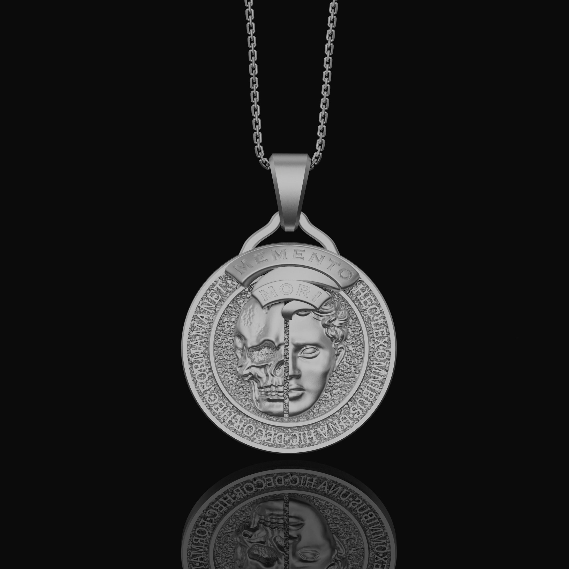 Silver Memento Mori Pendant - Reminder of Mortality Necklace, Philosophical Jewelry, Thoughtful Gift, Birthday Gift