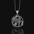 Load image into Gallery viewer, Silver Griffin Pendant - Mythical Gryphon Necklace, Fantasy Creature Jewelry, Magical Beast Gift, Mythological Bird
