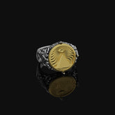 Silver Masonic Ring - Eye of Providence, New World Order Symbol, Two-Tone Freemason Jewelry, Mason Gifts, Classy Ring