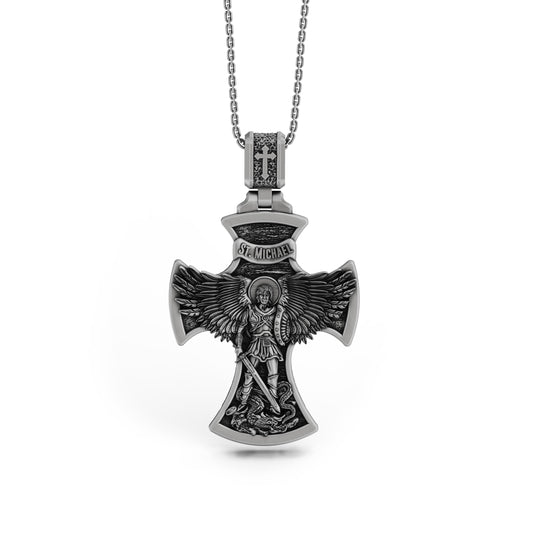 Silver Saint Michael Necklace - Archangel Michael Pendant, Protector Saint Jewelry, Spiritual Gift, Christian Gift