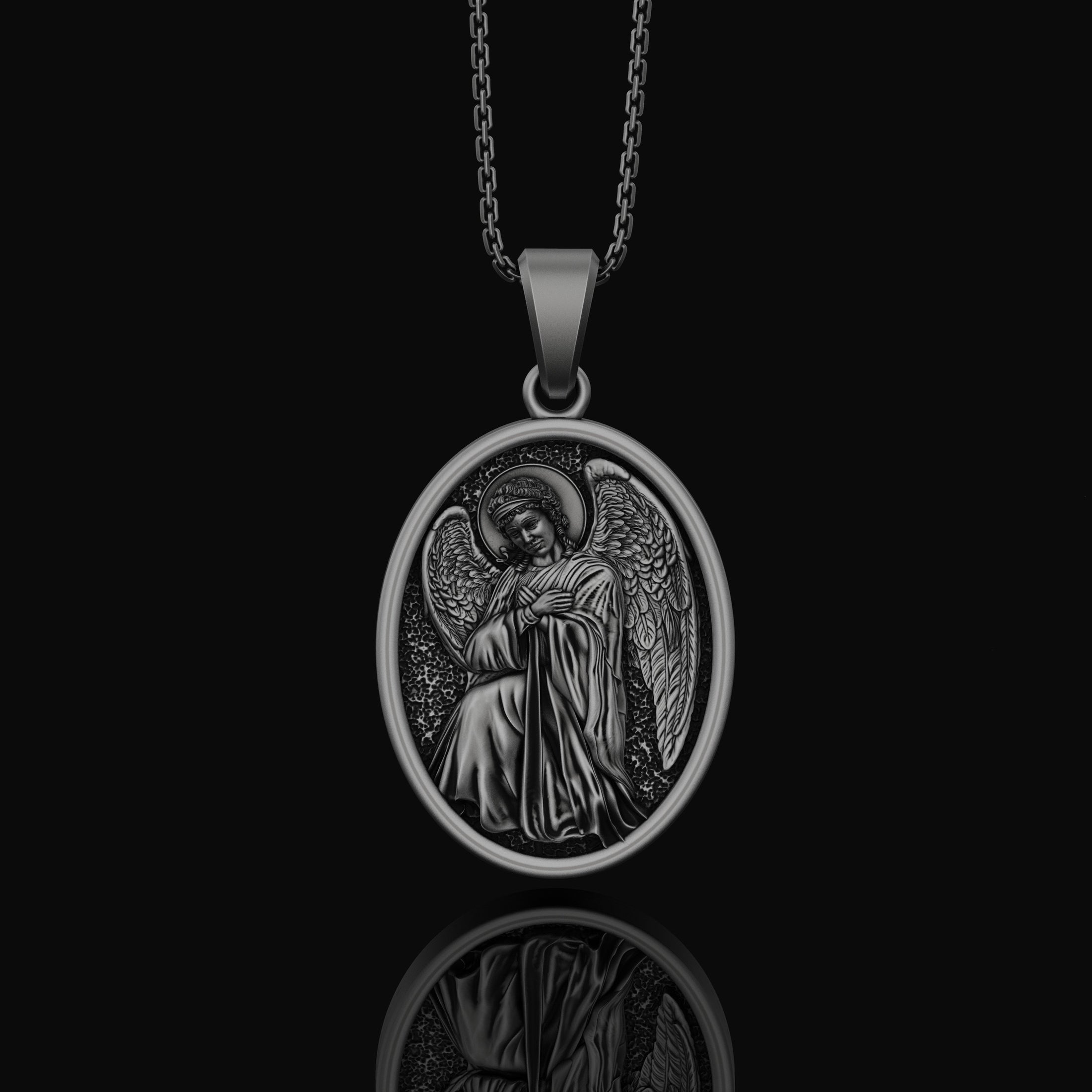 Silver Archangel Gabriel Pendant - Guardian Angel Gabriel Necklace, Christian Spiritual Jewelry Gift, Protection Gift, Personalized