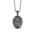 Load image into Gallery viewer, Silver Scarab Pendant - Egyptian Scarab Medal Necklace, Ancient Symbol Jewelry, Mystical Beetle Gift
