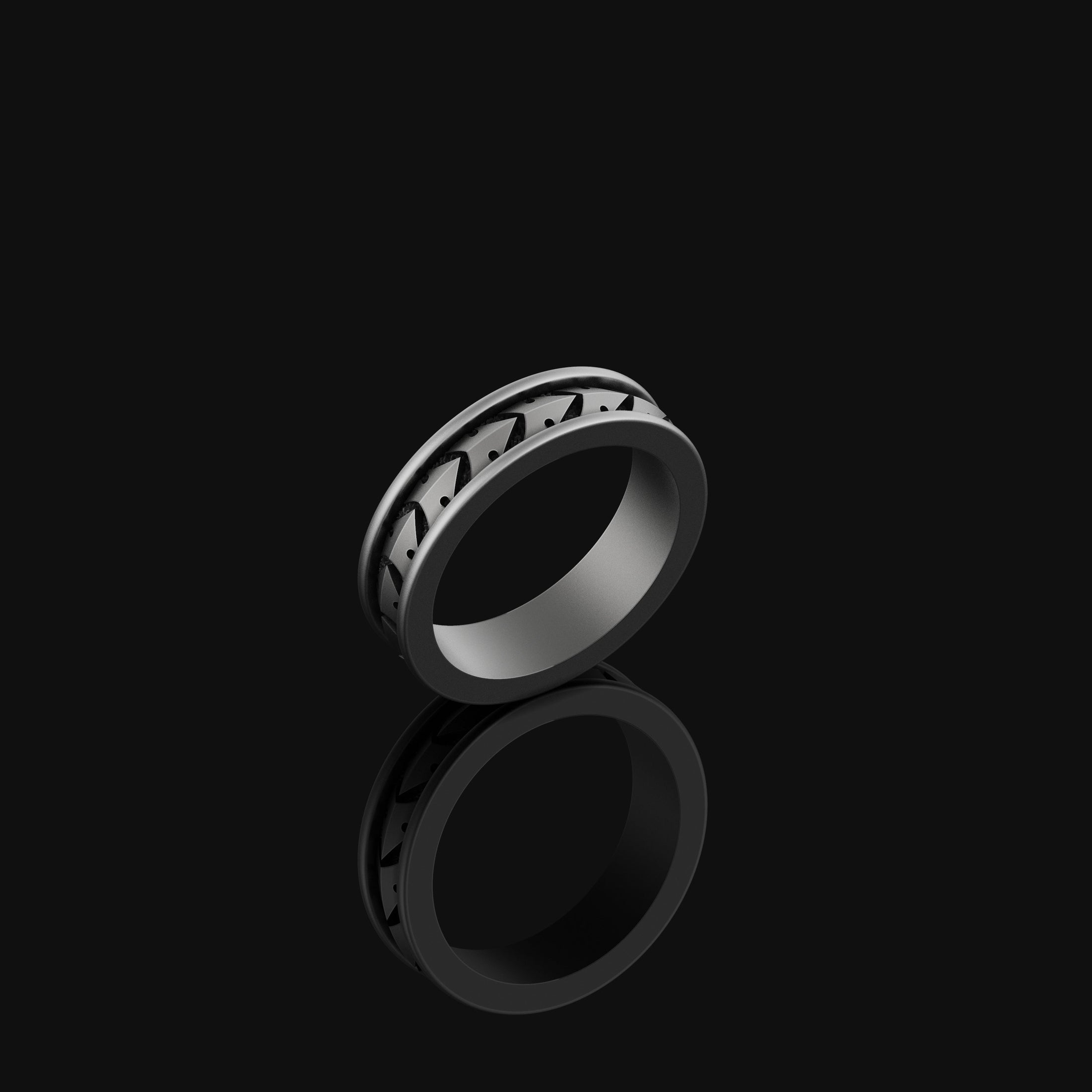 Engravable Silver Arrowhead Band - Customizable Arrow Ring, Personalized Jewelry, Unique Gift for Him/Her Oxidized Finish