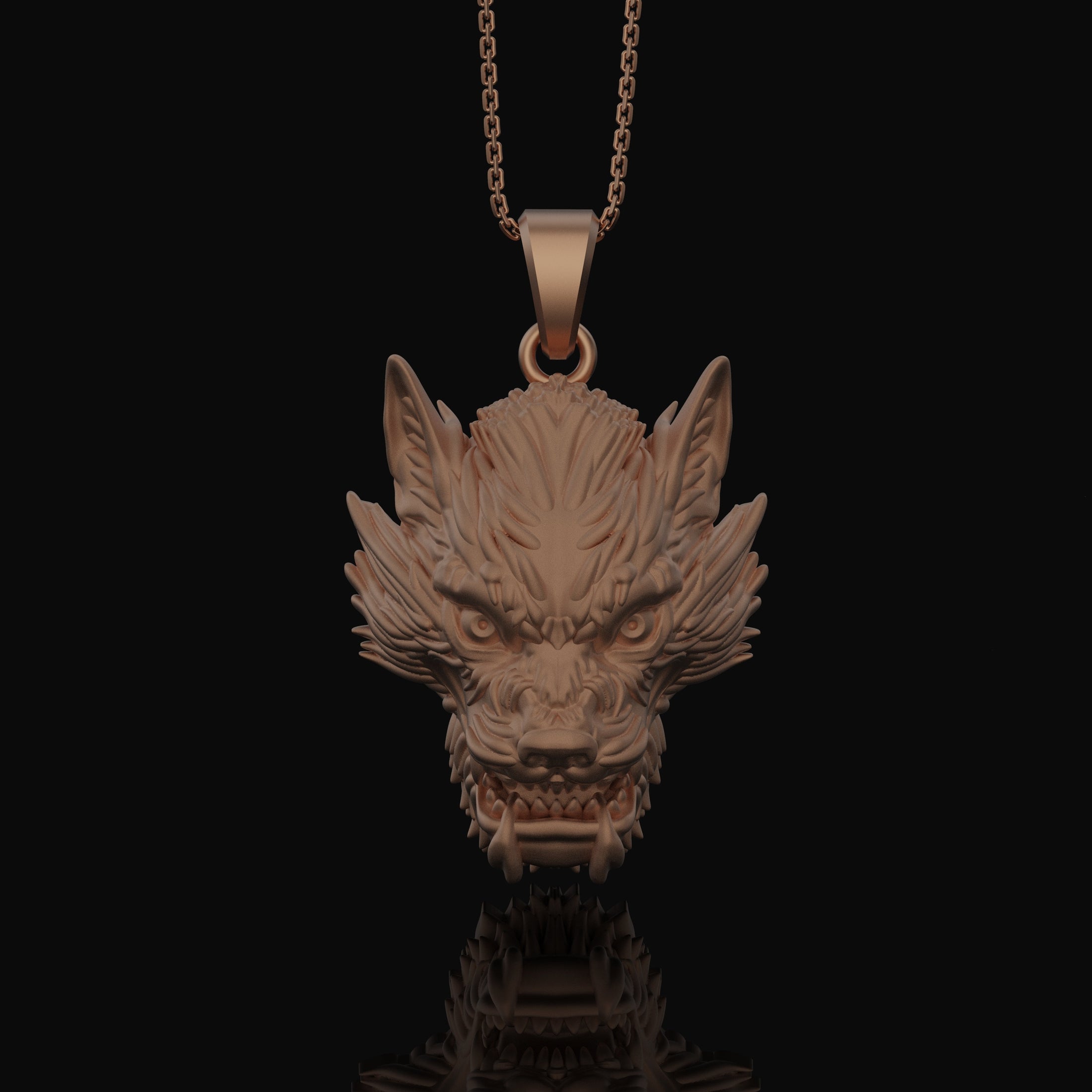 Silver Chinese Dragon Head Pendant - Mythical Dragon Charm Necklace, Oriental Symbol Jewelry Gift