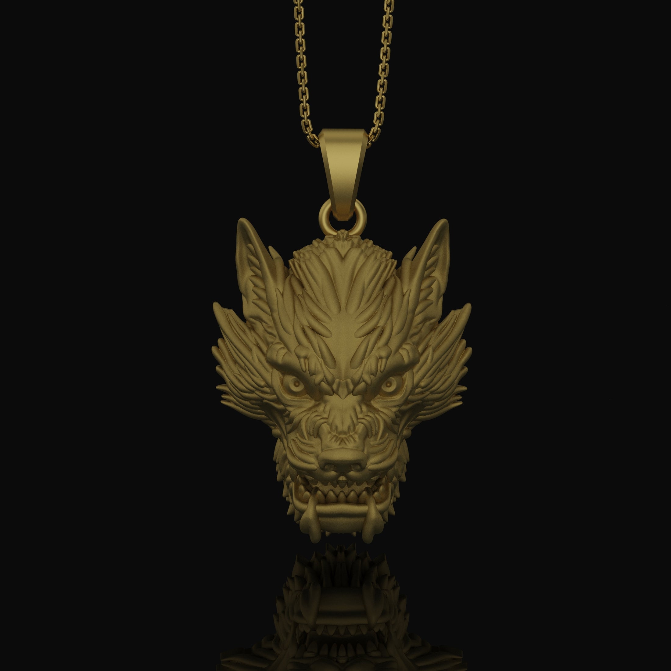Silver Chinese Dragon Head Pendant - Mythical Dragon Charm Necklace, Oriental Symbol Jewelry Gift