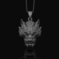 Load image into Gallery viewer, Silver Chinese Dragon Head Pendant - Mythical Dragon Charm Necklace, Oriental Symbol Jewelry Gift
