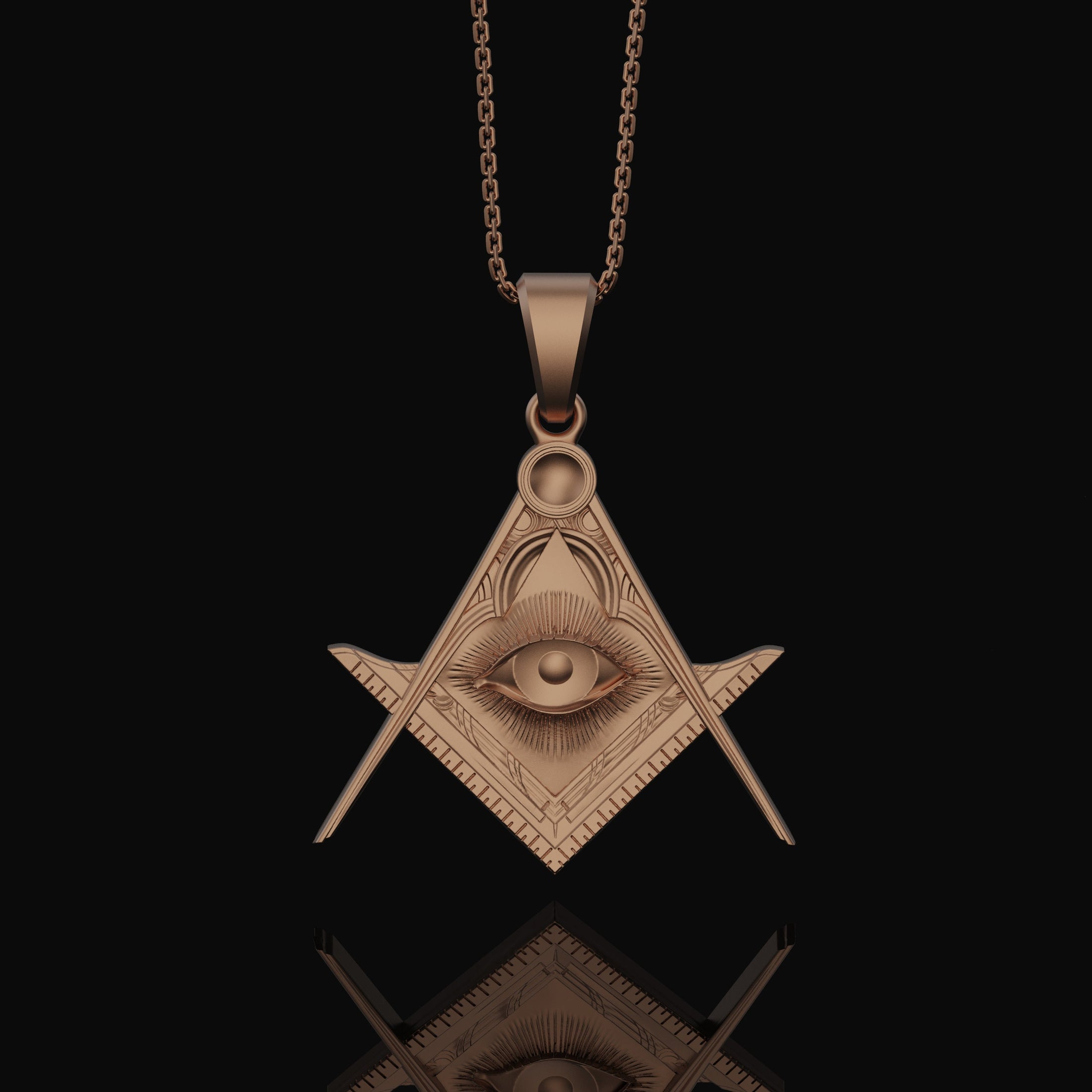 Silver Master Mason Pendant - Freemason Symbol with Eye of Providence, Masonic Necklace, Esoteric Jewelry