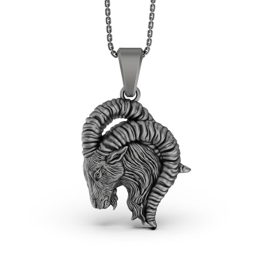 Silver Aries Charm Pendant - Ram Zodiac Necklace, Astrology Jewelry for April Birthday, Aries Gift