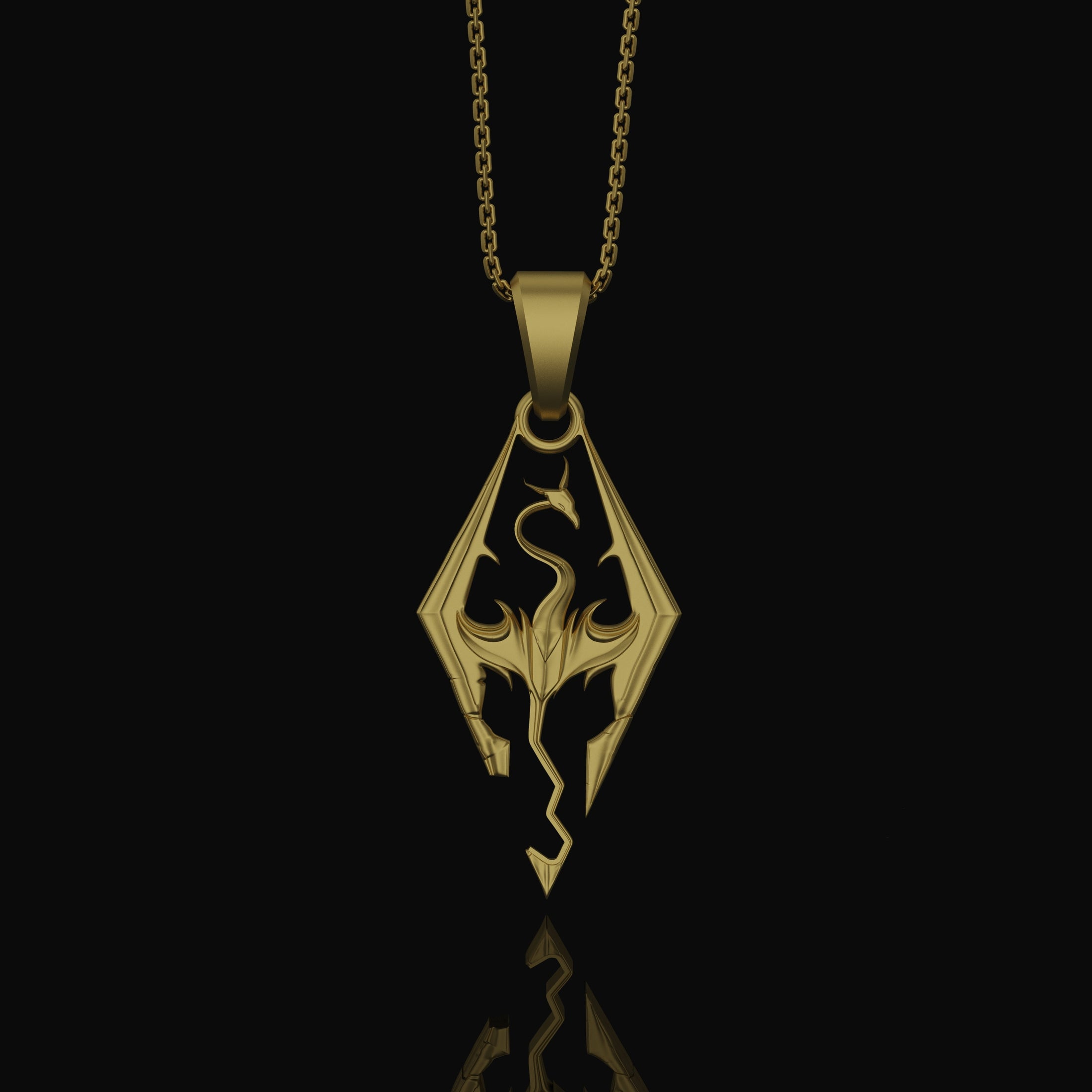 Silver Skyrim Dragon Pendant, The Elder Scrolls, Videogame Jewelry, Replica Geek Gift, Oblivion, Medieval Necklace