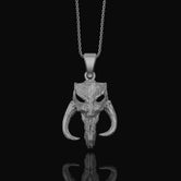 Silver Mythosaur Skull Necklace - Star Wars Mandalorian Pendant, Geek Culture Jewelry, Fan Gift, Sci-Fi Lover Jewelry