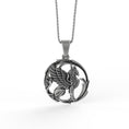 Load image into Gallery viewer, Silver Griffin Pendant - Mythical Gryphon Necklace, Fantasy Creature Jewelry, Magical Beast Gift, Mythological Bird
