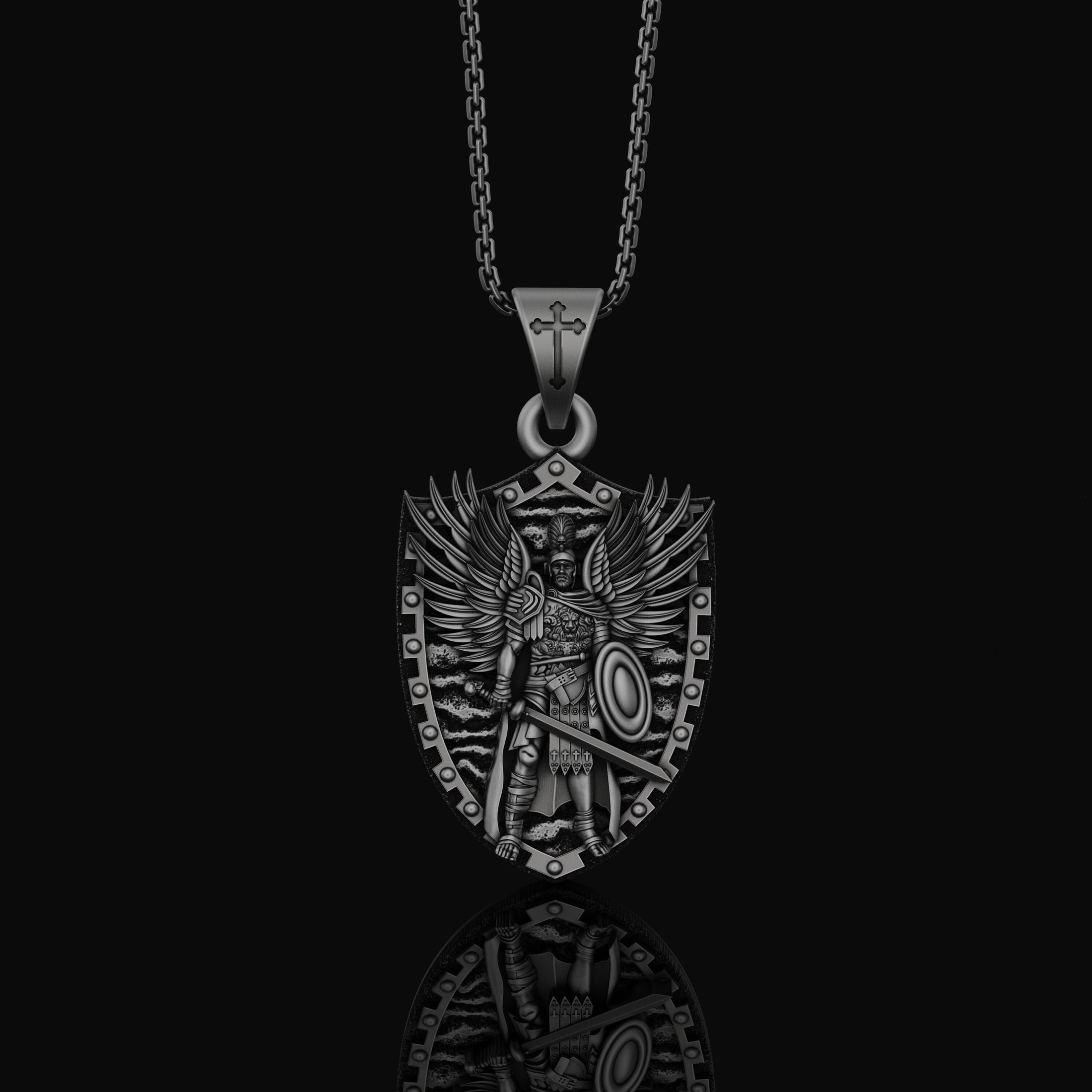 Silver Archangel Michael Pendant - Protector Saint Necklace, Christian Guardian Angel Jewelry, Spiritual Gift