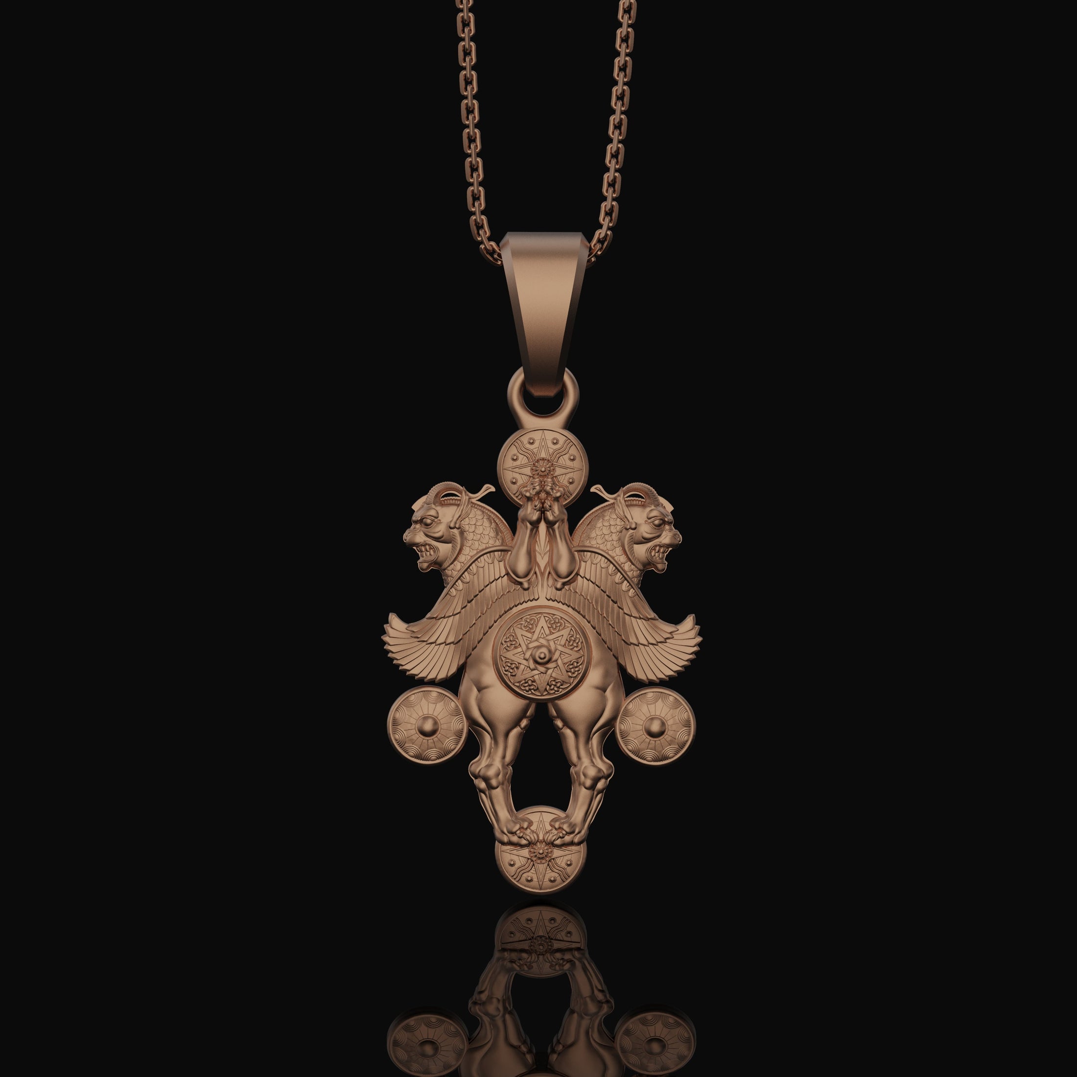 Silver Assyrian Mythical Beast Pendant - Ancient Civilization Necklace, Assyrian Lamassu Jewelry, Mythological Gift