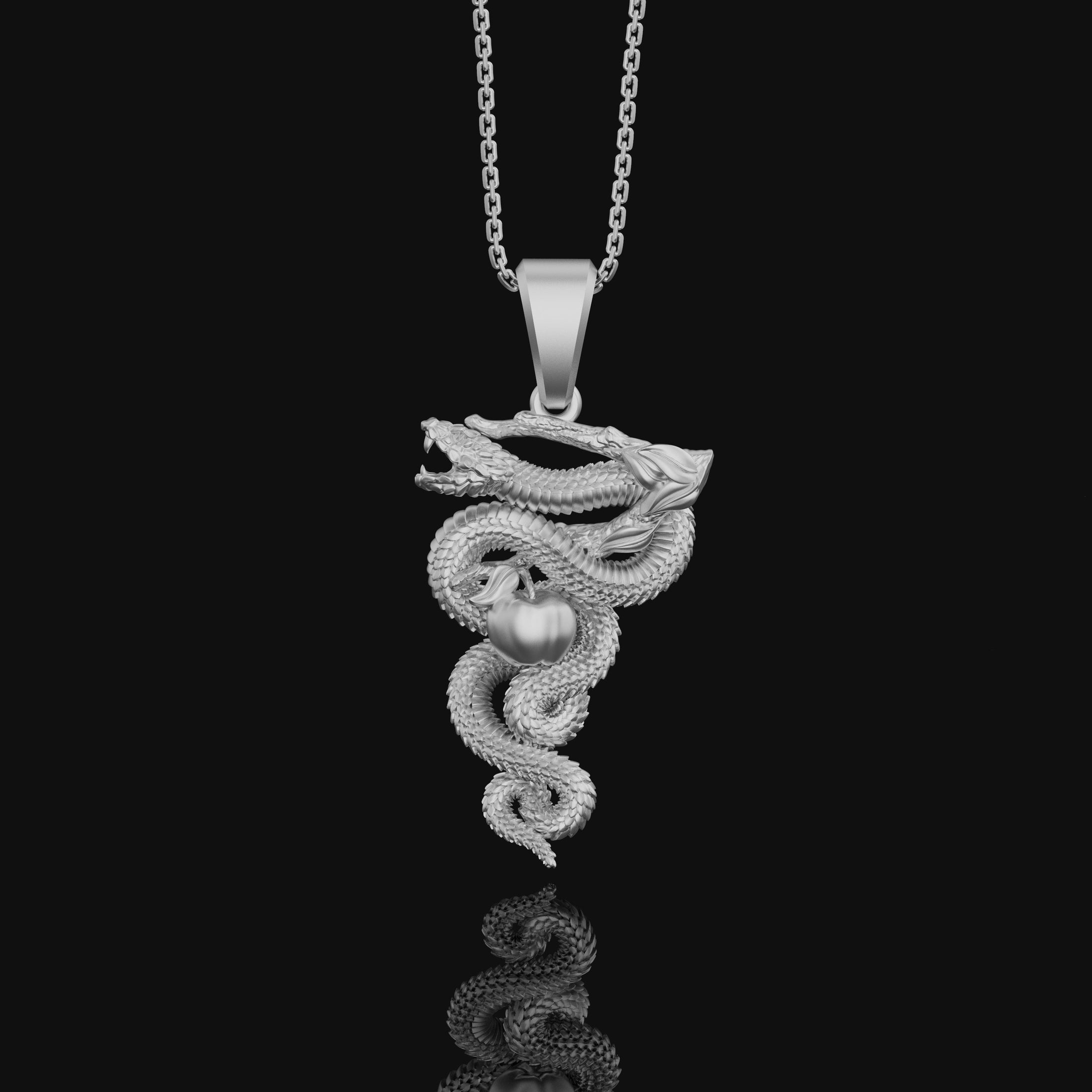 Eden Serpent Necklace - Adam and Eve Snake Pendant, Biblical Forbidden Fruit Jewelry, Spiritual Gift