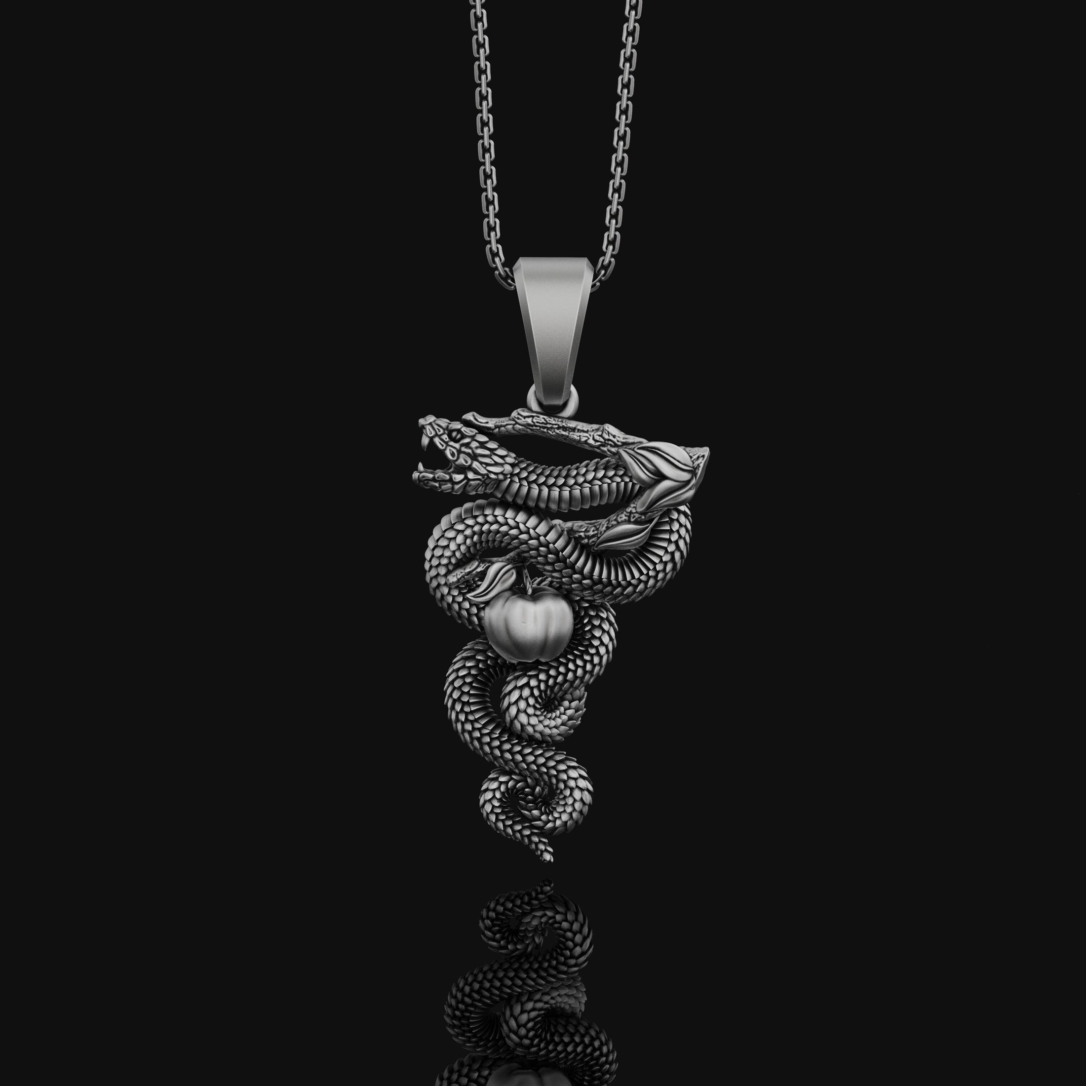 Eden Serpent Necklace - Adam and Eve Snake Pendant, Biblical Forbidden Fruit Jewelry, Spiritual Gift