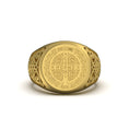 Load image into Gallery viewer, Gold Saint Benedict Ring - Exorcism Medal Ring in Rose, White, Yellow Gold, Protective Christian Jewelry
