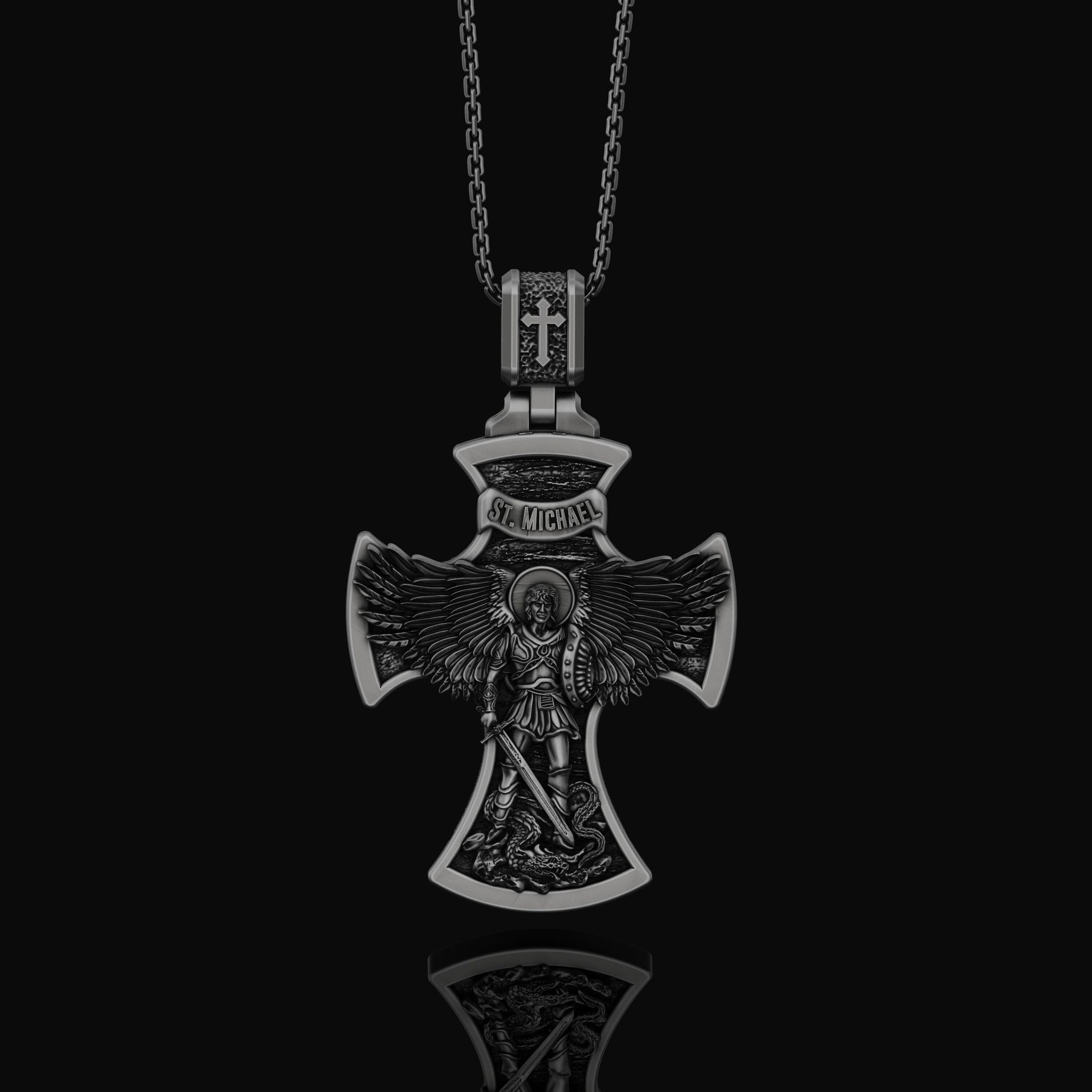 Silver Saint Michael Necklace - Archangel Michael Pendant, Protector Saint Jewelry, Spiritual Gift, Christian Gift