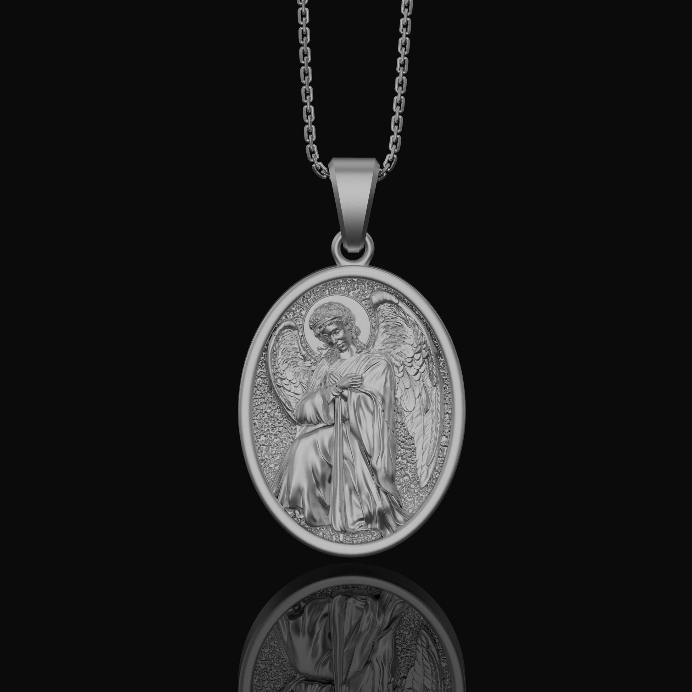 Silver Archangel Gabriel Pendant - Guardian Angel Gabriel Necklace, Christian Spiritual Jewelry Gift, Protection Gift, Personalized