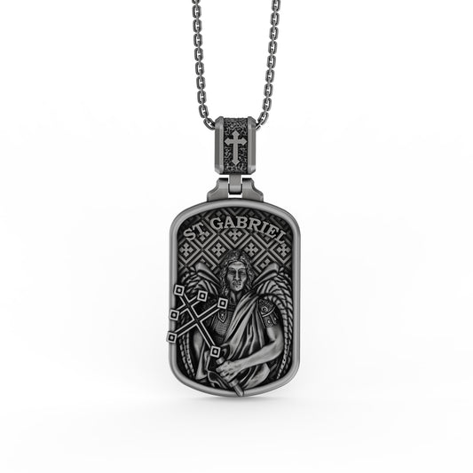 Silver Saint Gabriel Necklace - Archangel Gabriel Pendant, Angelic Messenger Jewelry, Christian Gift