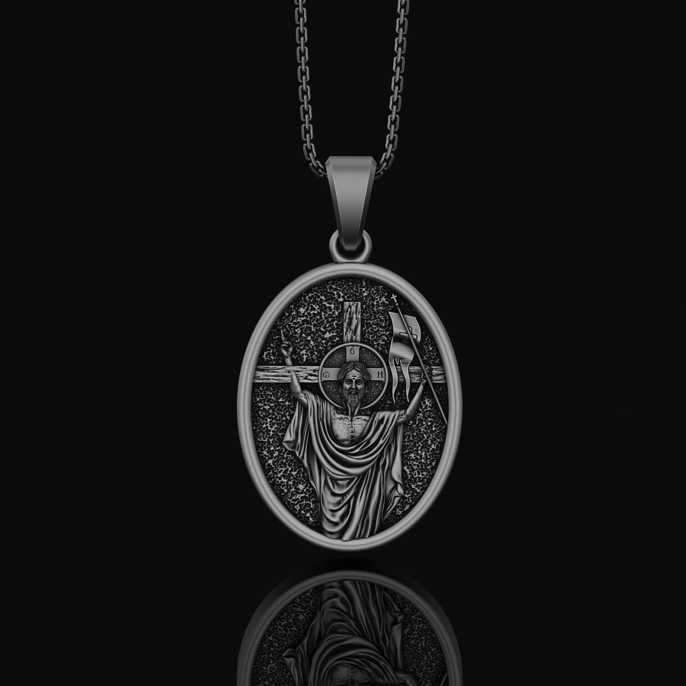 Silver Jesus Crucifixion Necklace - Christian Cross Pendant, Religious Savior Jewelry, Faith Gift