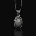Load image into Gallery viewer, Silver Scarab Pendant - Egyptian Scarab Medal Necklace, Ancient Symbol Jewelry, Mystical Beetle Gift
